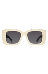 Kurt Geiger 52mm Square Sunglasses In Bone/ Gray Gradient