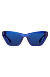Kurt Geiger 51mm Cat Eye Sunglasses In Blue/blue Mirrored Solid