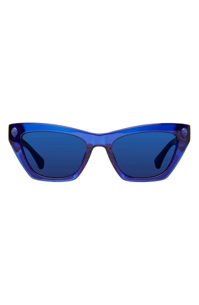 Kurt Geiger 51mm Cat Eye Sunglasses In Blue/blue Mirrored Solid