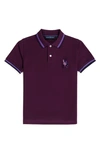 Psycho Bunny Kids' Apple Valley Tipped Piqué Polo In Potent Purple