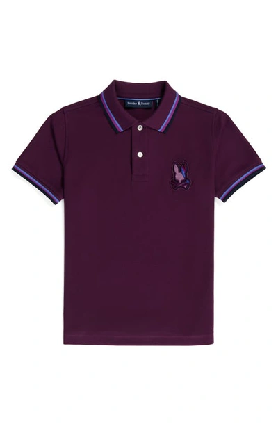 Psycho Bunny Kids' Apple Valley Tipped Piqué Polo In Potent Purple
