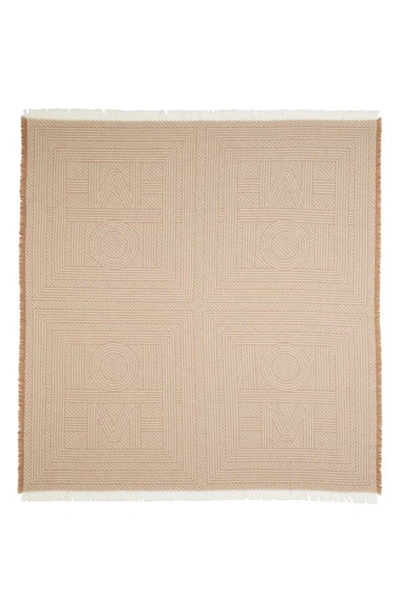 Totême Monogram Stripe Wool Blanket Scarf In Biscuit