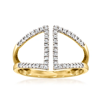 Rs Pure By Ross-simons Diamond Open-space Geometric Ring In 14kt Yellow Gold In Silver
