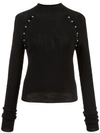 Alice And Olivia Button Cutout Wool Sweater In Black Silver