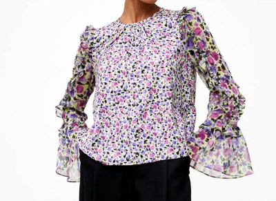 French Connection Alezzia Ely Jacquard Mix Top In Sharp Green In Multi