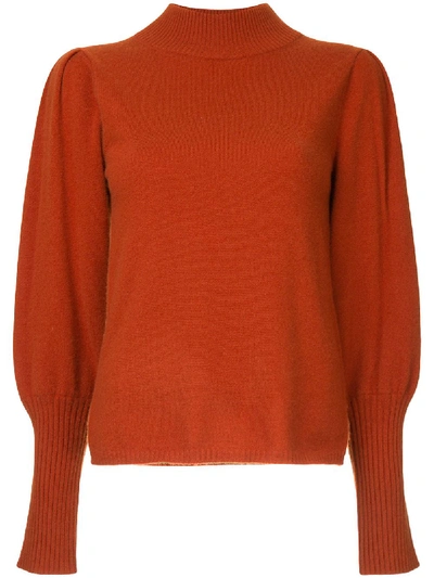 Sea Cailyn Turtleneck Puff-sleeve Cashmere Sweater In Orange