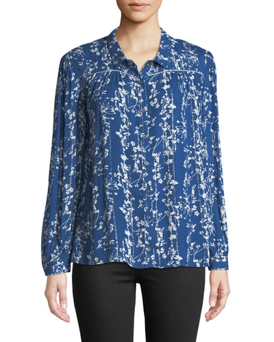 Ba&sh Fiona Floral-print Button-front Shirt In Blue