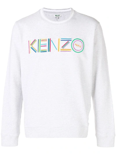 Kenzo Men's Multicolor Logo Crewneck Cotton Sweatshirt In Grey