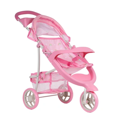 Adora Fully Assembled Pink Rainbow Print Snack N Go Baby Doll Stroller