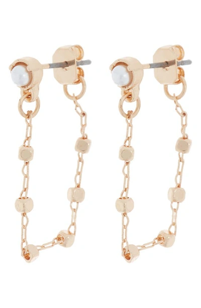 Area Stars Amina Imitation Pearl Chain Drape Earrings In Gold Pearl