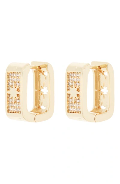 Area Stars North Star Pavé Cz Huggie Hoop Earrings In Gold