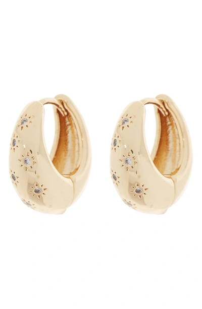 Area Stars Bell Dot Cz Huggie Hoop Earrings In Gold