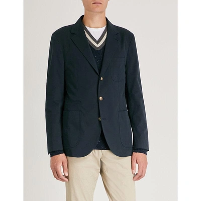 Brunello Cucinelli Slim-fit Wool And Cotton-blend Jacket In Navy