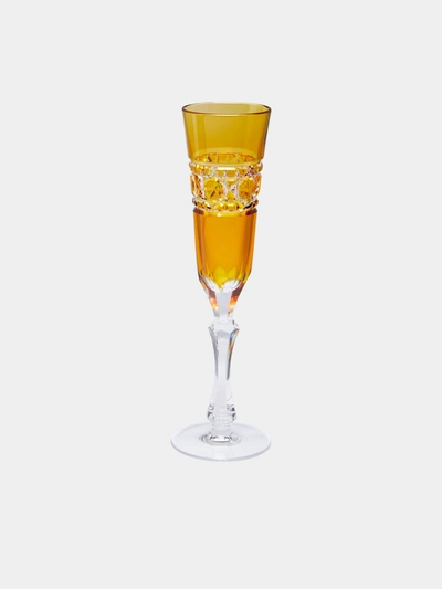 Cristallerie De Montbronn Jacquard Hand-blown Crystal Champagne Flute In Yellow