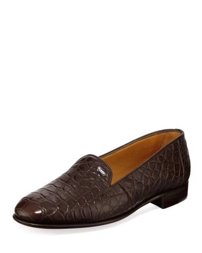 Gravati Alligator Slip-on Loafers In Brown