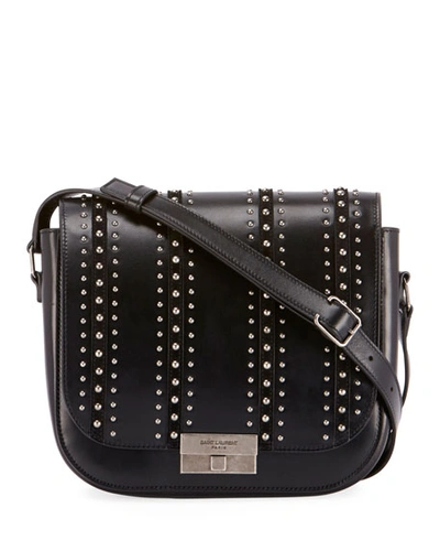 Saint Laurent Betty Stud-stripe Leather Flap Crossbody Messenger Bag In Black