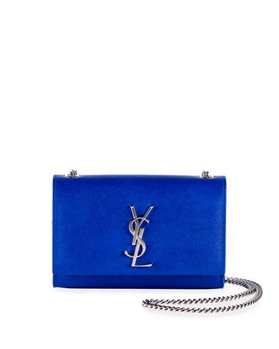 Saint Laurent Kate Monogram Ysl Small Chain Shoulder Bag In Bright Blue