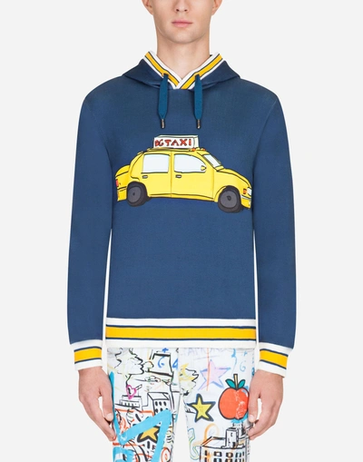 Dolce & Gabbana Printed Cotton Sweatshirt With Hood In Multicolor