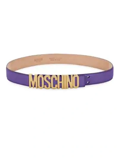 Moschino Leather Logo Belt In Violet
