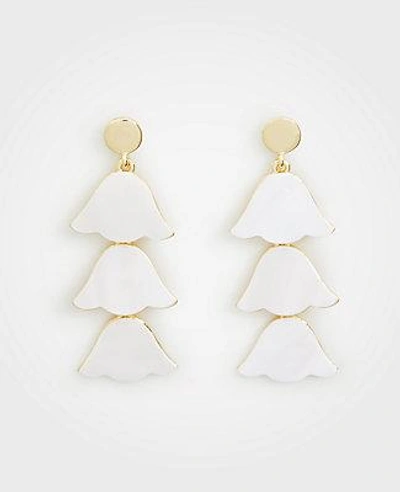 Ann Taylor Triple Leaf Earrings In White