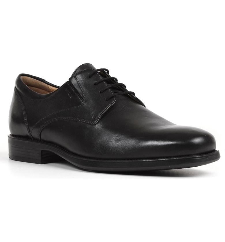 Geox Federico 8 Plain Toe Derby In Black Leather | ModeSens
