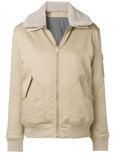 Closed Zipped Bomber Jacket In Neutrals