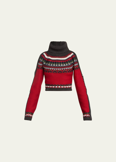 Monse Patterned-intarsia Knit Jumper In Red Charcoal