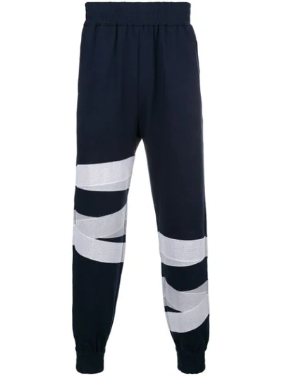 Danshan Contrast Panel Track Pants - Blue