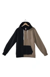 Fleece Factory Split Hoodie In Black/ Beige