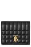 Burberry Lola Quilted Leather Trifold Wallet In Black / Light Gold