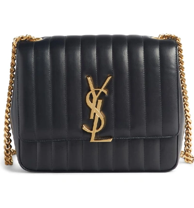 Saint Laurent Vicky Monogram Ysl Large Quilted Leather Chain Crossbody Bag In Noir