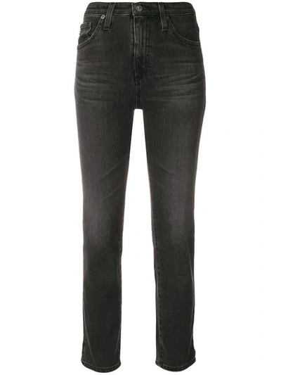 Ag The Isabelle High Waist Ankle Straight Leg Jeans In Black