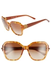 Tory Burch Reva 56mm Square Sunglasses - Transparent Light Blue In Amber Tort/brown Gradient Dark Brown