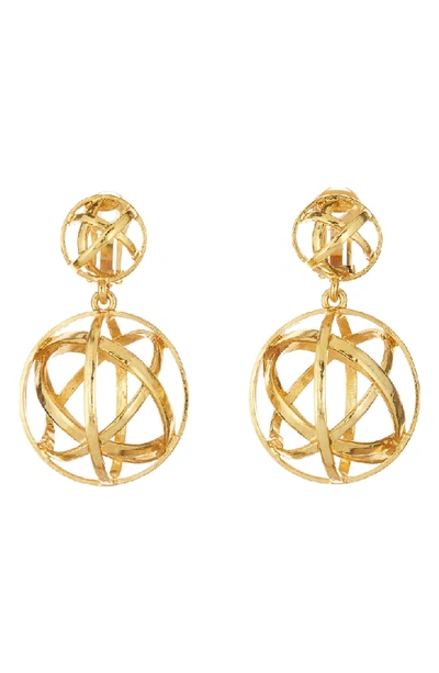 Oscar De La Renta Globe Clip-on Drop Earrings In Gold