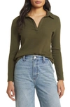 Caslon Rib Polo Shirt In Olive Sarma