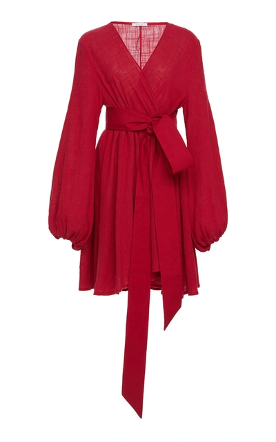 Kalita Gaia Wrap-effect Cotton-gauze Mini Dress In Red