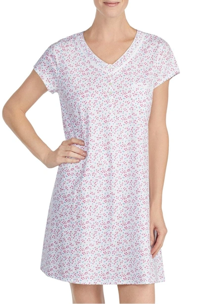 Eileen West Cotton Sleep Shirt In White Ground With Multi Ditsy