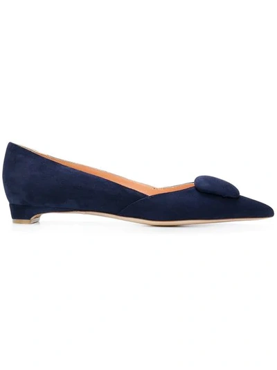 Rupert Sanderson Aga Point-toe Suede Flats In Blue