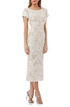 Js Collections Soutache Lace Midi Dress In Ivory/ Nude