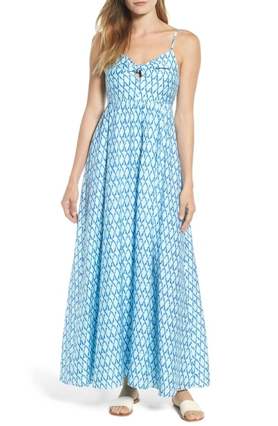 midi length summer dress Light Blue Midi Summer Dress with Strappy Open Back Light Blue / Large