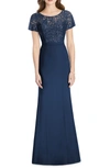 Jenny Packham Embellished Lace Trumpet Gown In Midnight