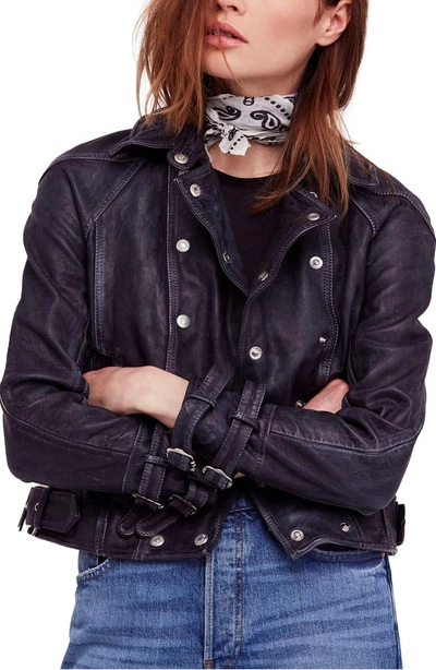 Free People Avis Leather Jacket In Black