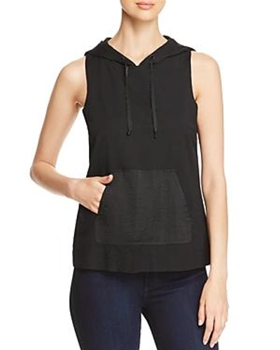 Kenneth Cole Mixed-media Sleeveless Hoodie In Black