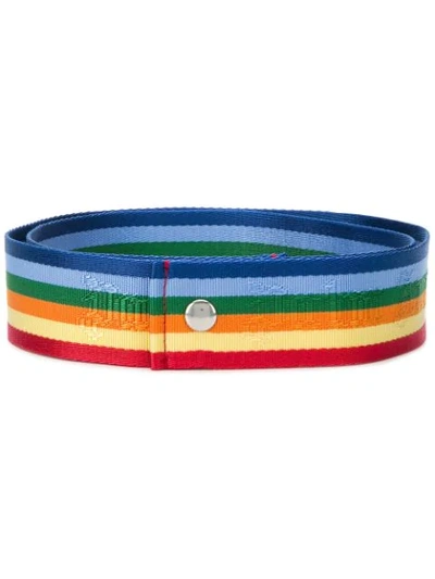 Palm Angels Rainbow Canvas Belt In Blue