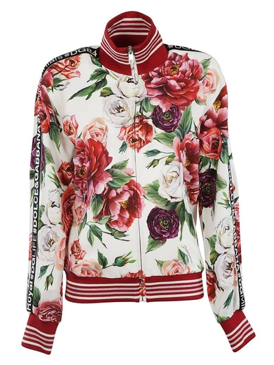 Dolce & Gabbana Peony Print Sweatshirt In Harpeonie Fdo Panna