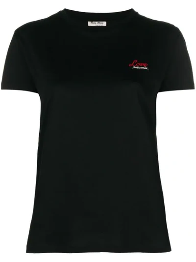 Miu Miu Back Detail T-shirt In Black