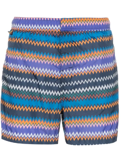 Missoni Mare Zig-zag Stripe Print Swim Shorts - Blue