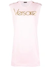 Versace Printed Logo Tank Top In Pink