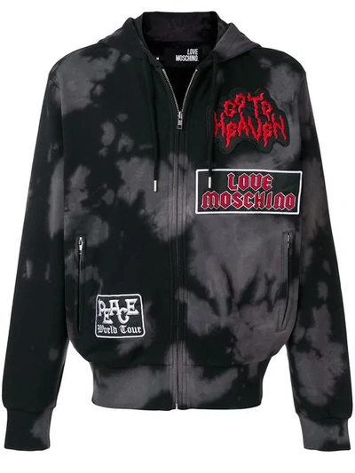 Love Moschino Bleached Zip-up Hoodie - Black