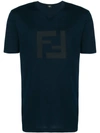 Fendi T-shirt Mit Logo-patch - Blau In Blue